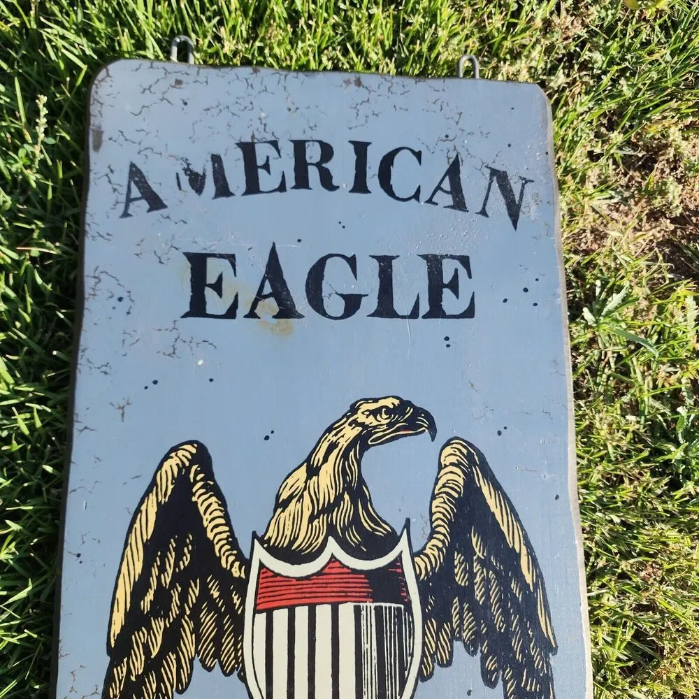 Rare Antique American Eagle Tavern Wood Sign 1798 By American Antiquities